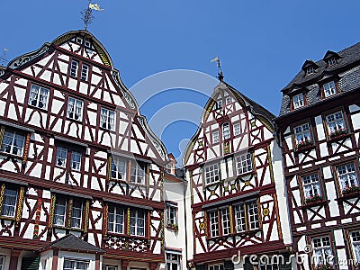 Historic German house with wood and ornamentation Stock Photo