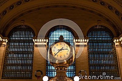 Historic Gold Clock at the Main Concourse of Grand Central Terminal in New York City Editorial Stock Photo