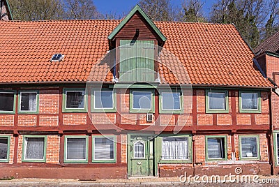 Historic half timbered house in Lauenburg Stock Photo