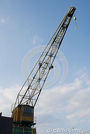 Historic harbor crane at the Rheinaufhafen in Cologne Stock Photo