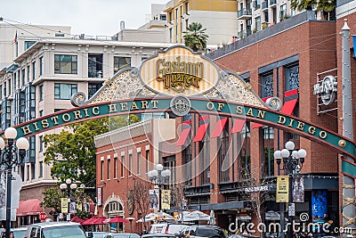 Historic Heart of San Diego - the Gaslamp district - CALIFORNIA, USA - MARCH 18, 2019 Editorial Stock Photo