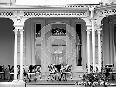 Historic home: verandah cafe - h Stock Photo
