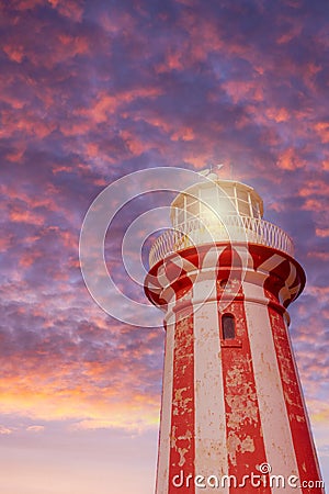 Historic Hornby Lighthouse at Sunrise near Watsons Bay, Sydney, Australia Stock Photo