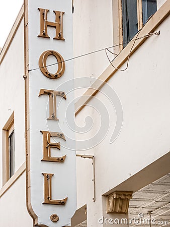 Historic hotel sign Stock Photo