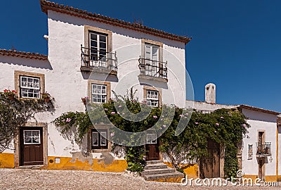 Historic Town House in Obidos, Portugal Stock Photo