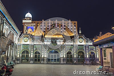 Arabic quarter of Hohhot Hu he hua te china, city night architecture historic Stock Photo