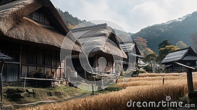 Historic Japanese village - amazing travel photography - made with Generative AI tools Stock Photo