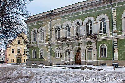 Historic Knights House in Tallinn`s Old Town in winter. Estonia Stock Photo