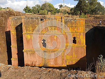 Historic Lalibela church magic hour Editorial Stock Photo