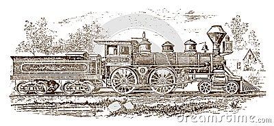 Historic locomotive. Standard passenger and express engine from 1878 Vector Illustration