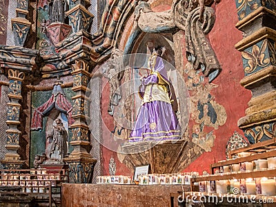 Historic mission devotional area Stock Photo