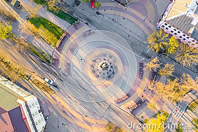 Historic monument place in centre of square aerial view. Brest landscape Editorial Stock Photo
