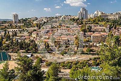 Historic neighborhood Yemin Moshe in Jerusalem, Israel Stock Photo