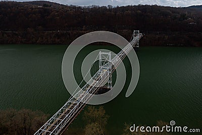 Historic Newell Toll Suspension Bridge - Chester, West Virginia and East Liverpool, Ohio Stock Photo