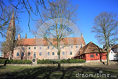 Historic Odense Abbey on Fyn Island, Denmark Stock Photo