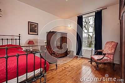 Historic old house funished bedroom Editorial Stock Photo
