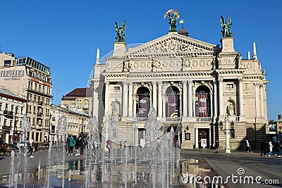 Lviv, Ukraine, National Opera and Theatre Editorial Stock Photo