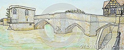 Historic packhorse bridge at St Ives Cambridgeshire Stock Photo