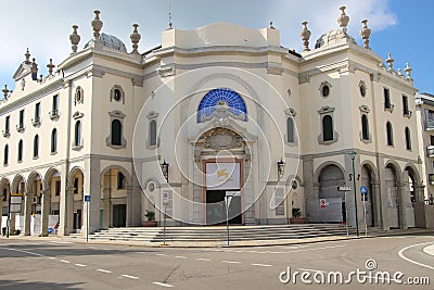 The historic Palazzo del Cinema on the island Lido di Venezia, Italy. Editorial Stock Photo