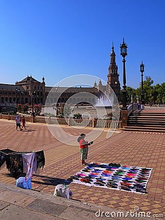 The historic Plaza de EspaÃ±a in Seville Spain Editorial Stock Photo
