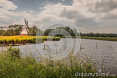 Windmill De Witte Molen, Haren, Netherlands Stock Photo