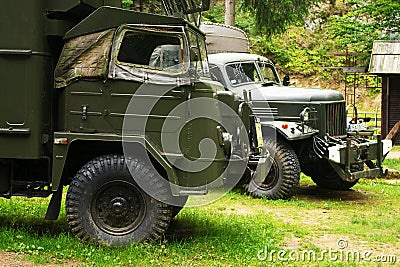 Historic Polish STAR 660 and Soviet ZIL 157 6x6 army trucks. Editorial Stock Photo