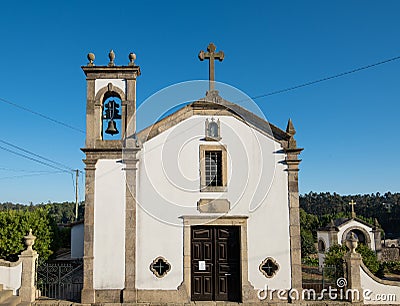 Historic Portuguese church in rural Portugal. Chapel of Our Lady of Perpetual Help in Bagunte, Vila do Conde. Editorial Stock Photo