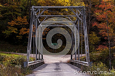 Historic Pratt Truss Bridge - East Fork Greenbrier River, West Virginia Stock Photo