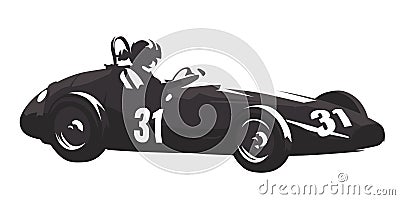 Historic racing car, retro formula Vector Illustration