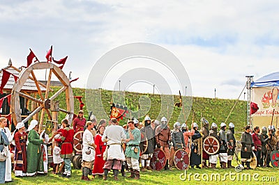 Historic reconstruction of Kievan Rus', near Kyiv, Ukraine Editorial Stock Photo