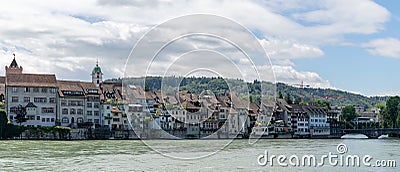 Historic river front old town of Rheinfelden on the Upper Rhine Editorial Stock Photo