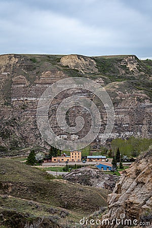 Historic Rosedeer Hotel in the ghost town of Wayne Alberta Editorial Stock Photo
