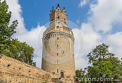 Historic round tower in the center of Andernach Stock Photo