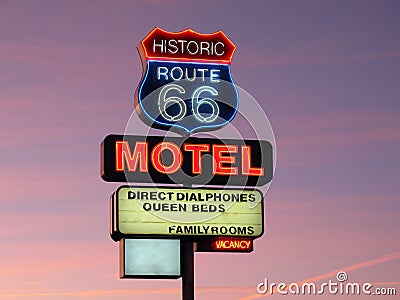 Historic Route 66 neon sign Stock Photo