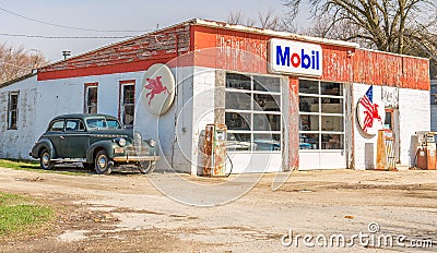 Historic Route 66 Mobil Gas Station Editorial Stock Photo