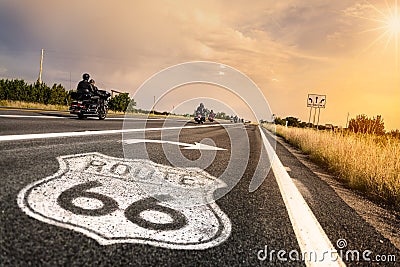 Historic Route 66 Road Sign Stock Photo