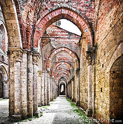 Historic ruins of an abandoned abbey Stock Photo