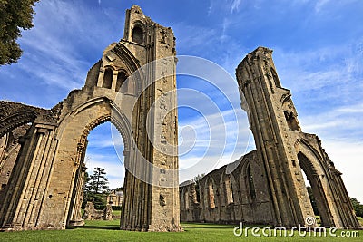 The historic ruins of Glastonbury Abbey in Somerset, England, United Kingdom Stock Photo