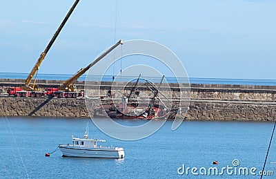 The historic sail ship Zebu sinking off Welsh coast Editorial Stock Photo