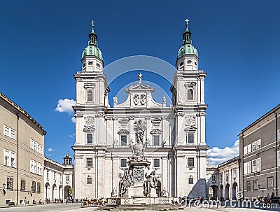Historic Salzburg Cathedral at Domplatz, Salzburg, Austria Editorial Stock Photo