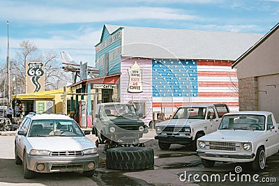 Historic Seligman Sundries vintage signs, Seligman, Arizona Editorial Stock Photo