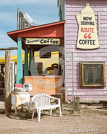 Historic Seligman Sundries vintage signs, Seligman, Arizona Editorial Stock Photo