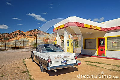 Historic Shell gas station in the abandoned mine town of Lowell, Arizona Editorial Stock Photo