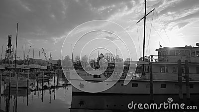 Historic ship Austria in Bregenz on Lake Constance in black and white Editorial Stock Photo