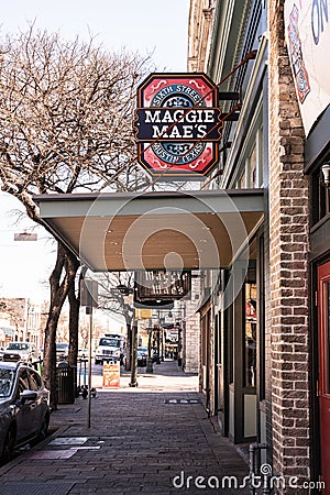 historic Sixth Street known for its many live music bars in downtown Austin Texas Editorial Stock Photo