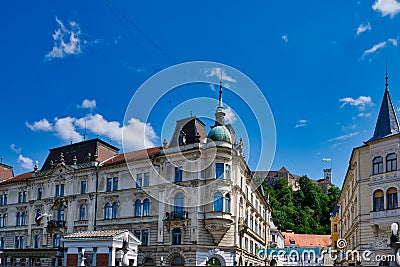 Historic Slovene Buildings, Ljubljana, Slovenia Editorial Stock Photo