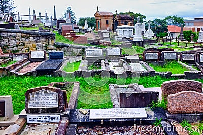 Historic South Head Cemetery on Overcast Day, Sydney, Australia Editorial Stock Photo
