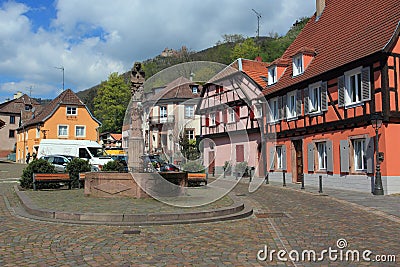 Historic square in Ribeauville Editorial Stock Photo