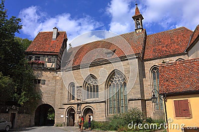 Rothenburg ob der Tauber, Franconia, Historic Shepherds Church at the Town Gate of Klingentorbastei, Bavaria, Germany Stock Photo