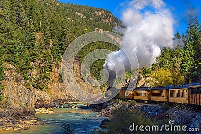 Historic steam engine train in Colorado, USA Editorial Stock Photo